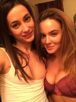 topless Georgia Jones poses with Natasha Nice