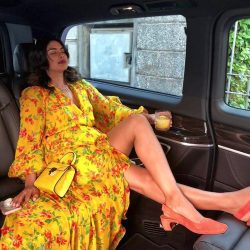 Priyanka Chopra Jonas shows off her sexy legs inside car