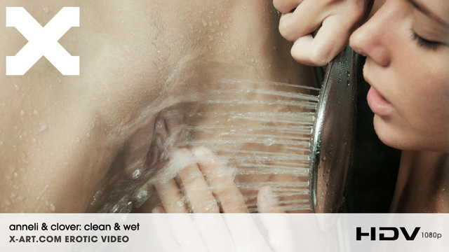 Anneli & Clover wet shower masturbation | X-Art