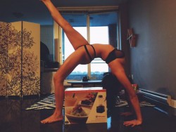 acrobatic pose by MFC NovaBellaxoxo wearing lingerie