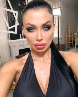 Aletta Ocean on set with make-up on